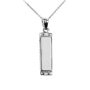 925 Sterling Silver Harmonica Music Instruments Pendant Necklace